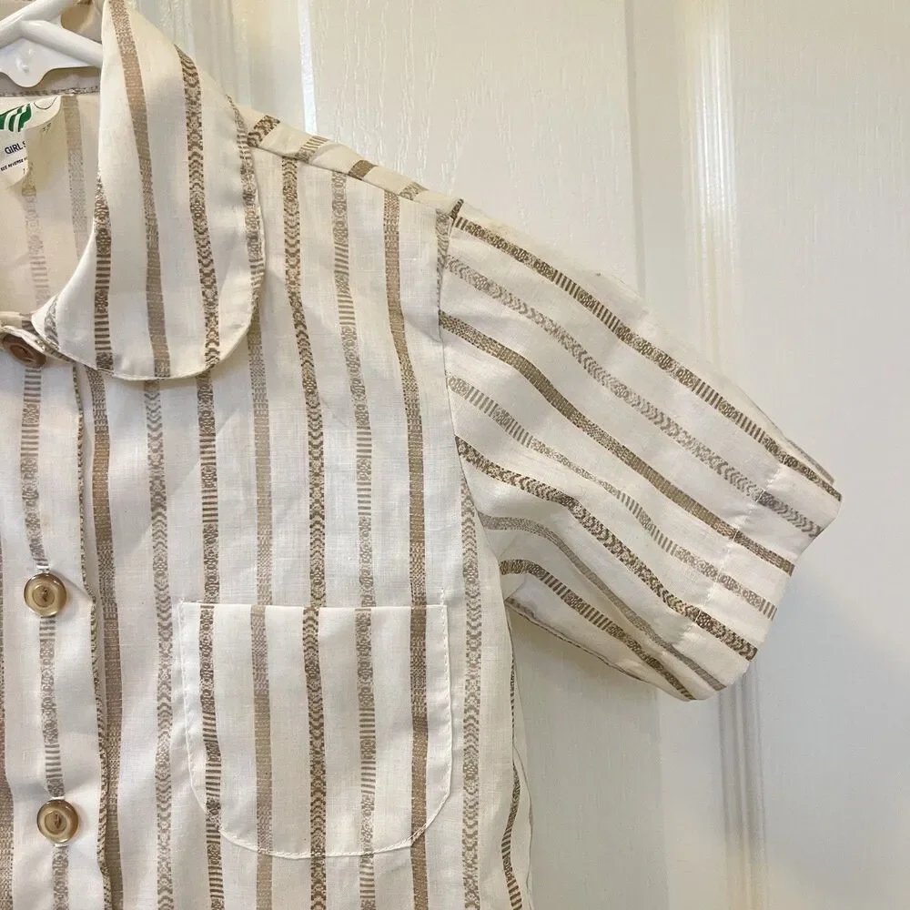 Vintage Girl Scouts Brownie Uniform Jumper Dress and Blouse Pin Set Girls Size 7